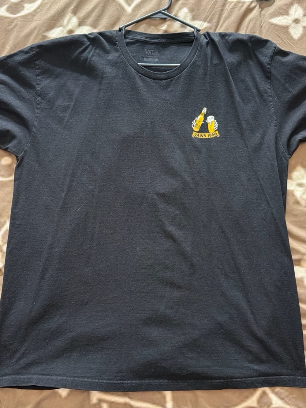 Vans Black Short Sleeve Tee with Yellow Chest Graphic
